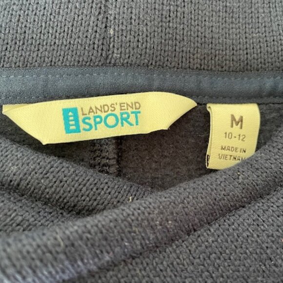 LANDS' END SPORT Tunic Sweatshirt Funnel Collar Fleece Lined Navy Medium - Picture 14 of 16